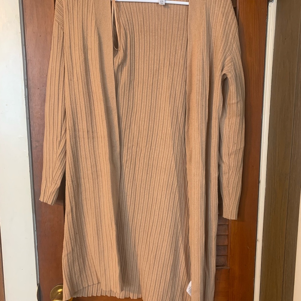 Time and Tru Camel Ribbed Cardigan